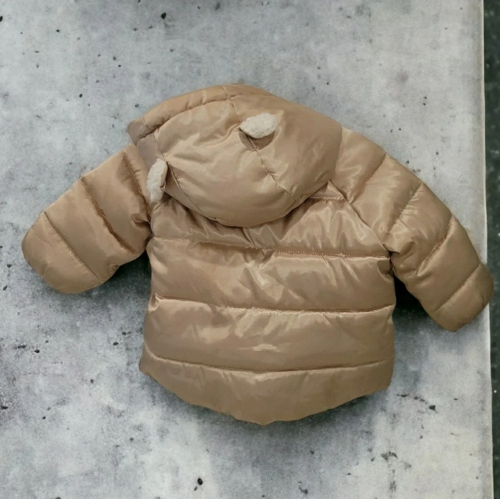 Gap Baby Shimmery Gold/Champagne Hooded Puffer Coat - Size 0-6 Months
